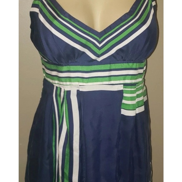 Guess 100% Silk Dress Size M Spaghetti Straps Tie Waist Deep V Neck - Picture 1 of 5